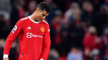 Cristiano Ronaldo se lamenta en el partido ante el Liverpool Cristiano Ronaldo se lamenta en el partido ante el Liverpool