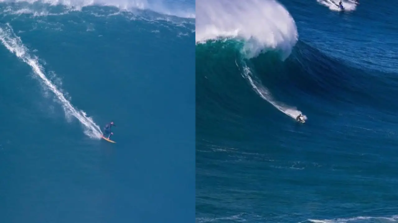 Italo Ferreira y Lucas Chumbo, en acción en Nazaré Italo Ferreira y Lucas Chumbo, en acción en Nazaré