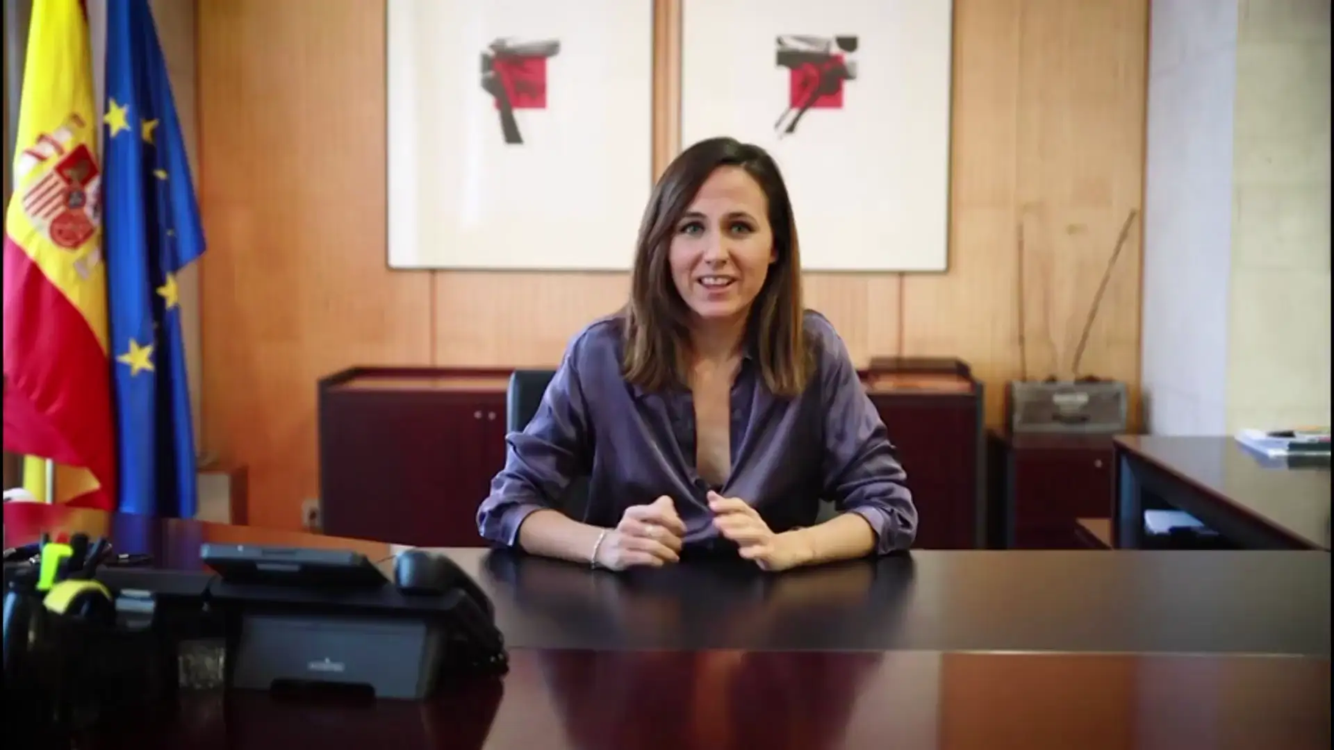 Ione Belarra hace patente la tensi&oacute;n entre PSOE y Podemos felicit&aacute;ndose desde su despacho por la nueva Ley de Vivienda