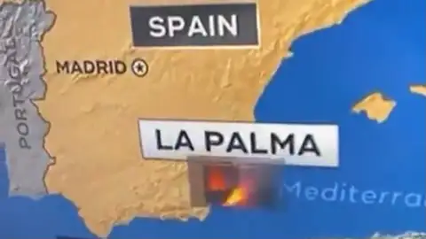 La CBS de Estados Unidos confunde el volcán de La Palma La CBS de Estados Unidos confunde el volcán de La Palma