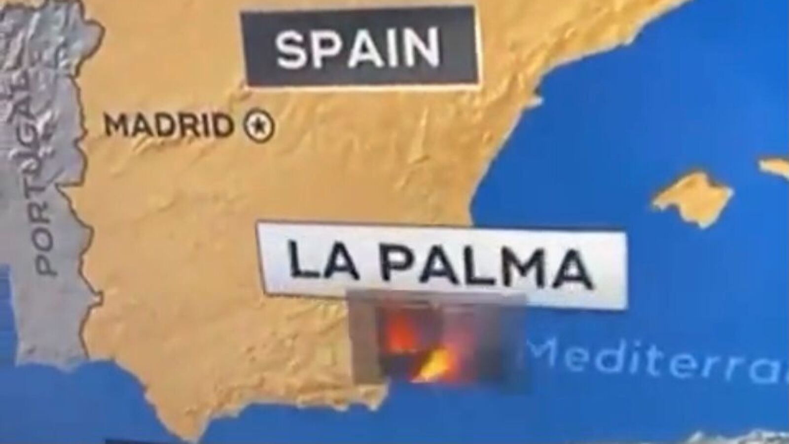 El comentado error de la CBS al situar el volcán de La Palma en Murcia