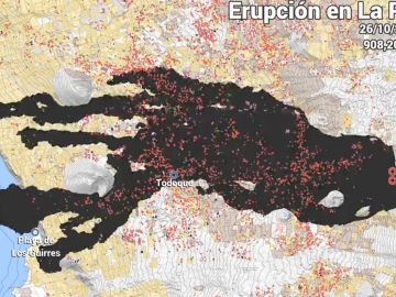 Crecimiento de la colada de lava del volcán de La Palma