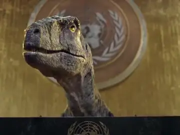 Frankie, el dinosaurio de la ONU que trata de concienciar sobre el cambio climático