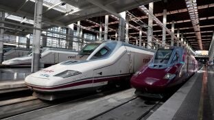 Trenes AVE (izquierda) y Avlo (derecha) de Renfe