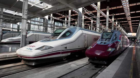 Trenes AVE (izquierda) y Avlo (derecha) de Renfe Trenes AVE (izquierda) y Avlo (derecha) de Renfe