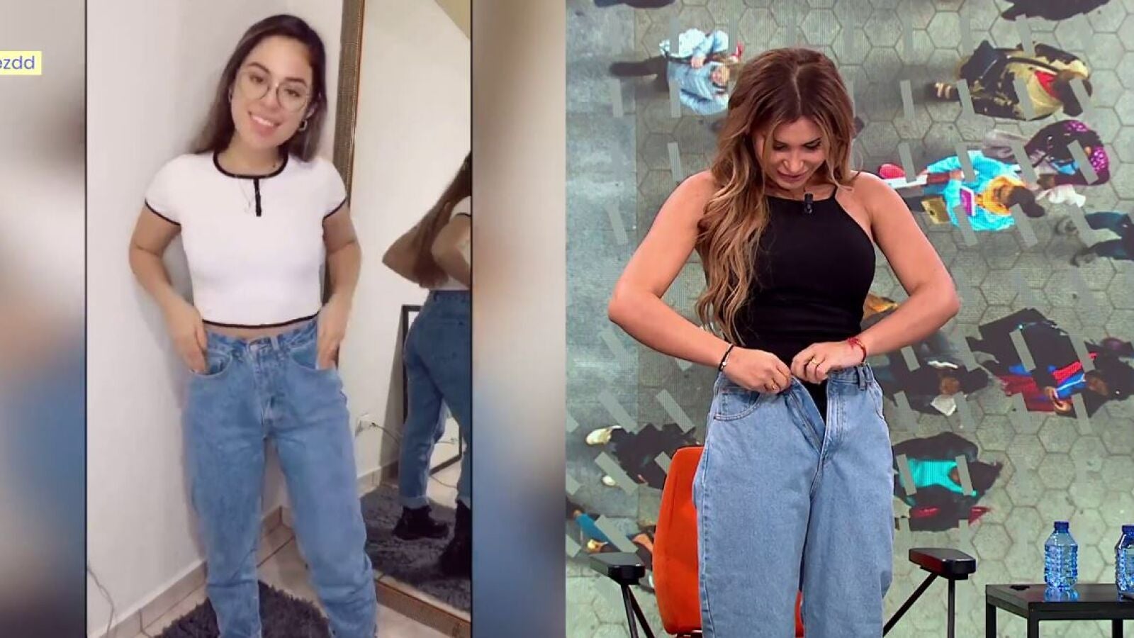 Daniela Requena se pone un pantalón en directo para conseguir un reto de TikTok