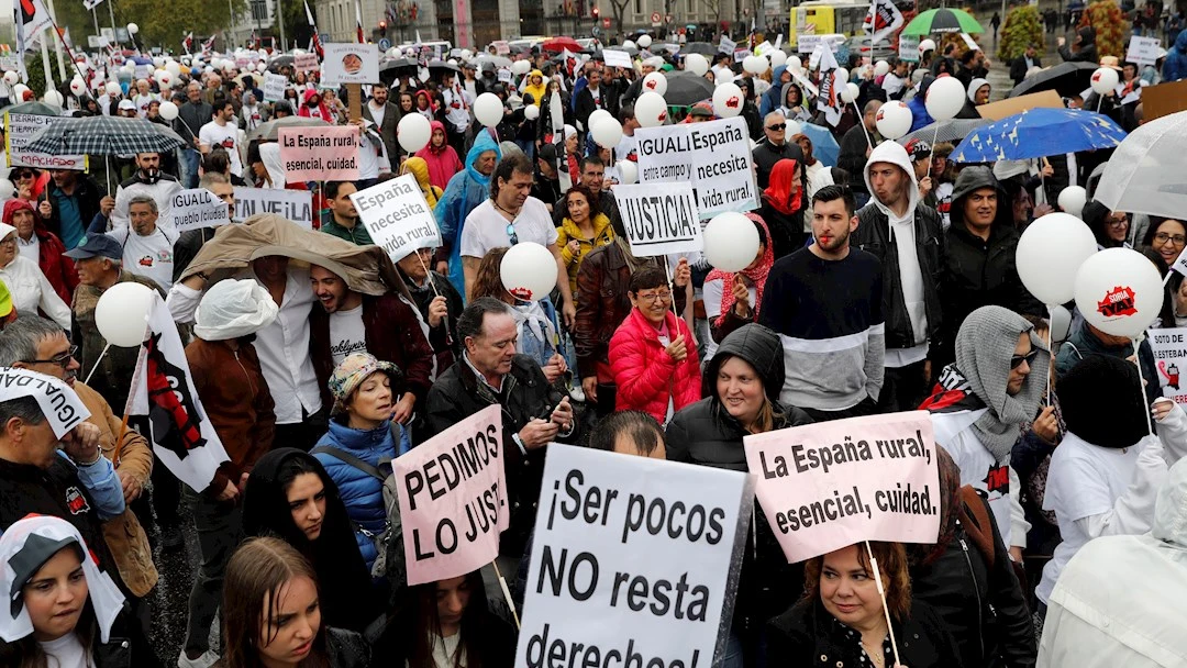 Vista de la concentración 'La Revuelta de la España Vaciada', en una imagen de archivo en Madrid Vista de la concentración 'La Revuelta de la España Vaciada', en una imagen de archivo en Madrid