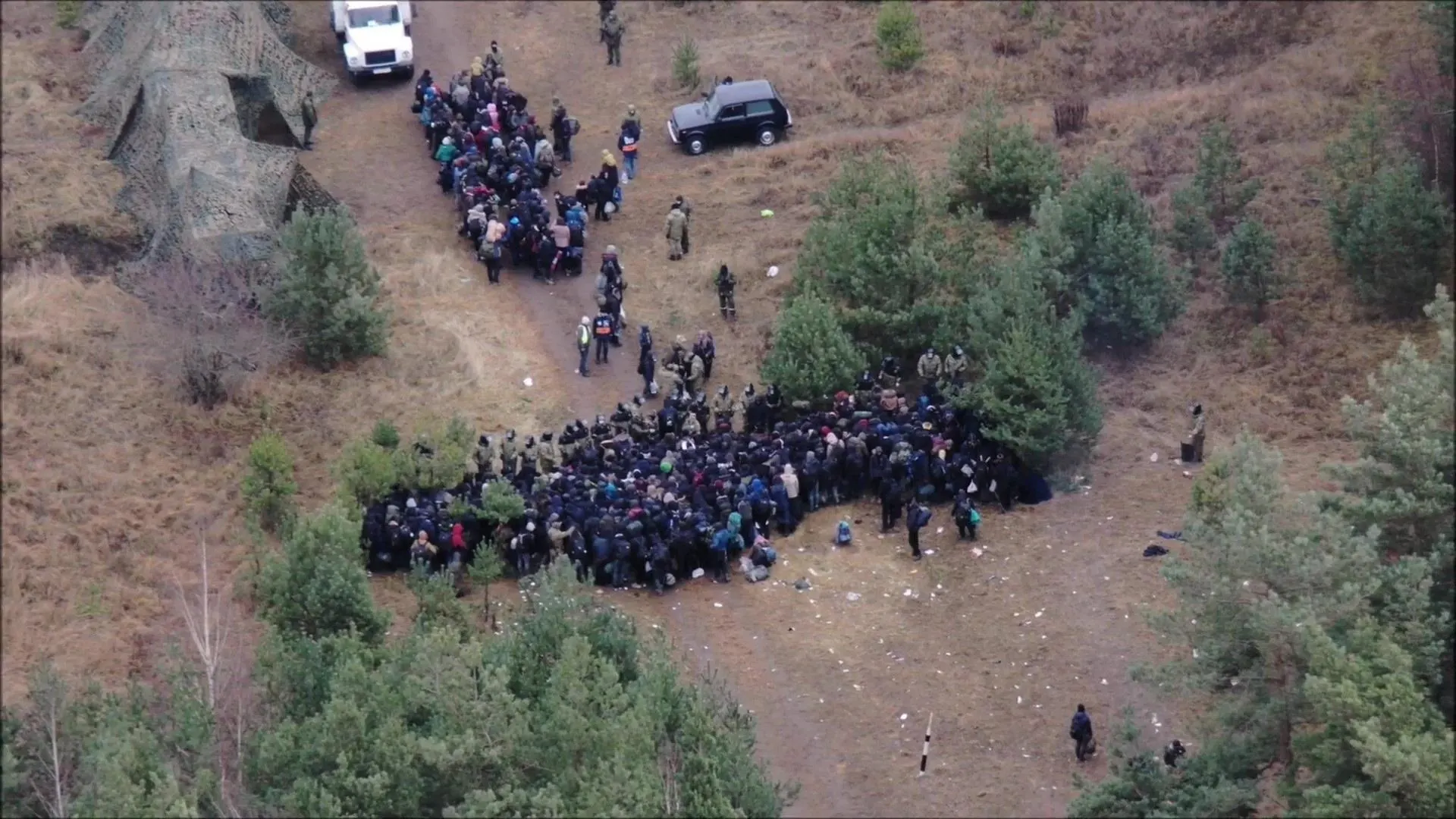 magen facilitada por la Guardia de Fronteras de Polonia del campamento de migrantes instalado en la frontera con Bielorrusia. magen facilitada por la Guardia de Fronteras de Polonia del campamento de migrantes instalado en la frontera con Bielorrusia.