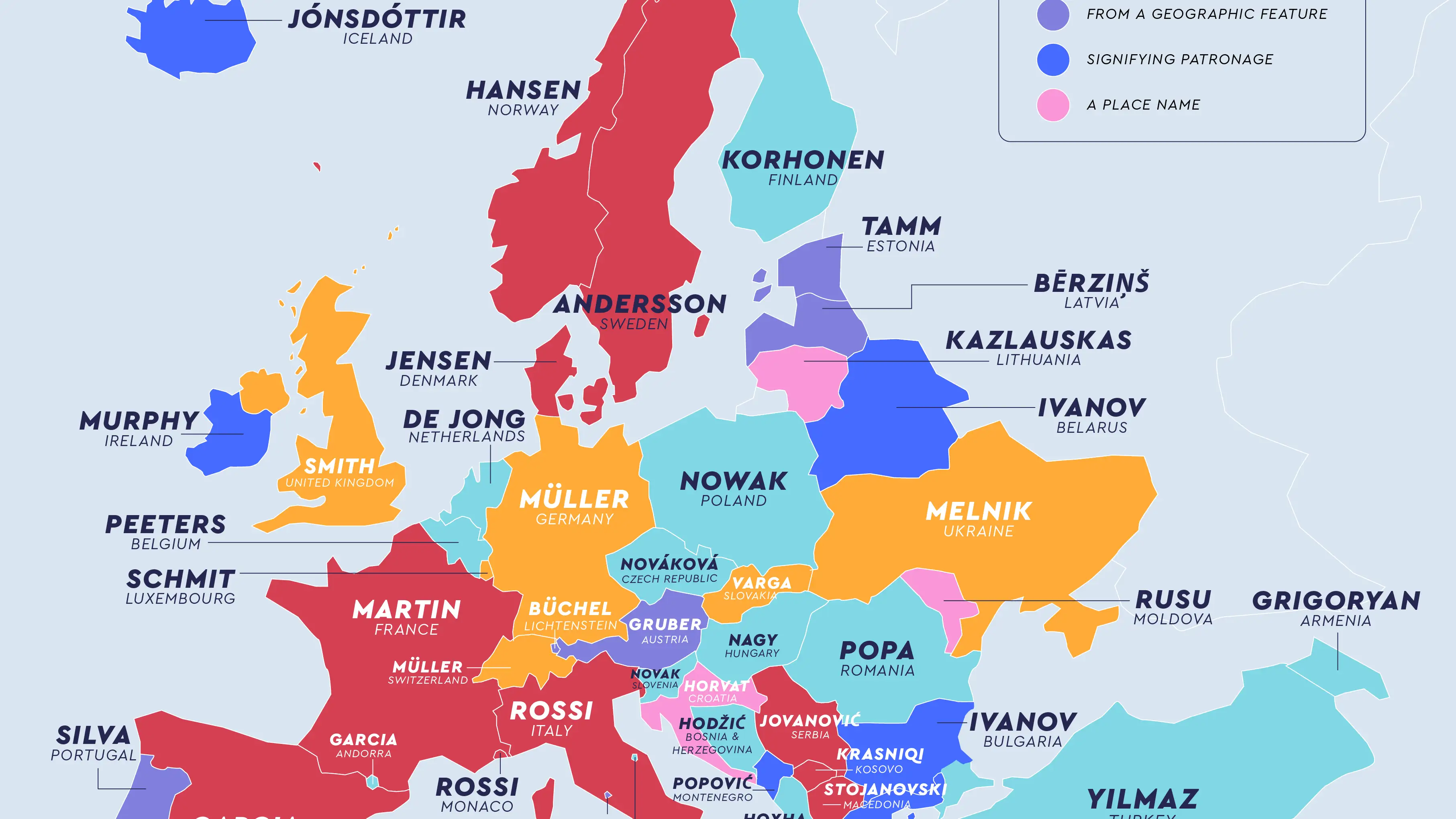 Apellidos más comunes en Europa Apellidos más comunes en Europa