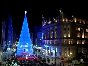 Fotografía de archivo de las luces de Navidad de Vigo Fotografía de archivo de las luces de Navidad de Vigo