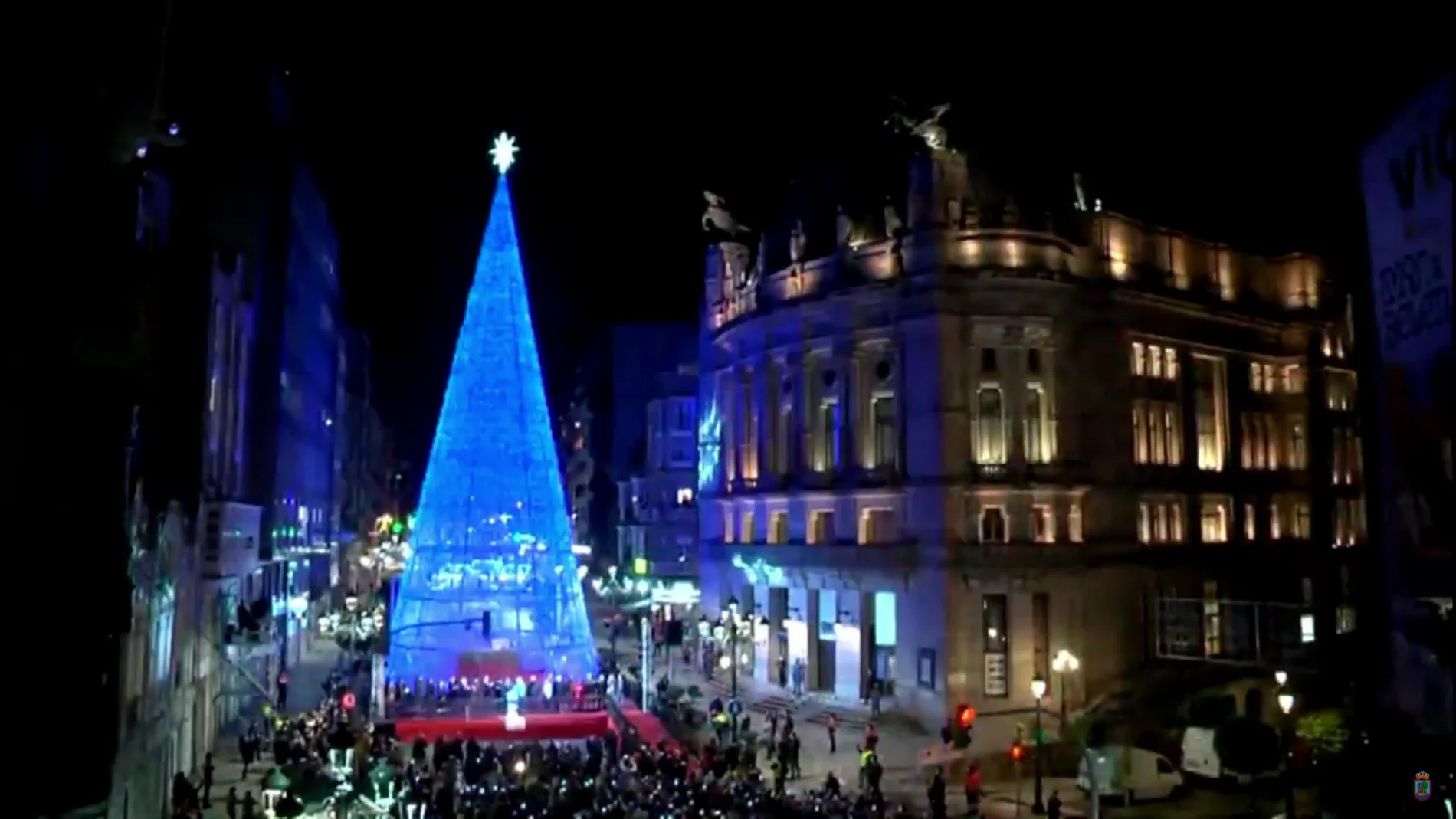 Fotografía de archivo de las luces de Navidad de Vigo