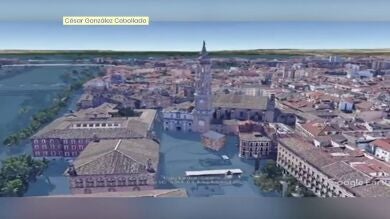 El vídeo que simula cómo sería la peor inundación de Zaragoza ante la crecida del Ebro