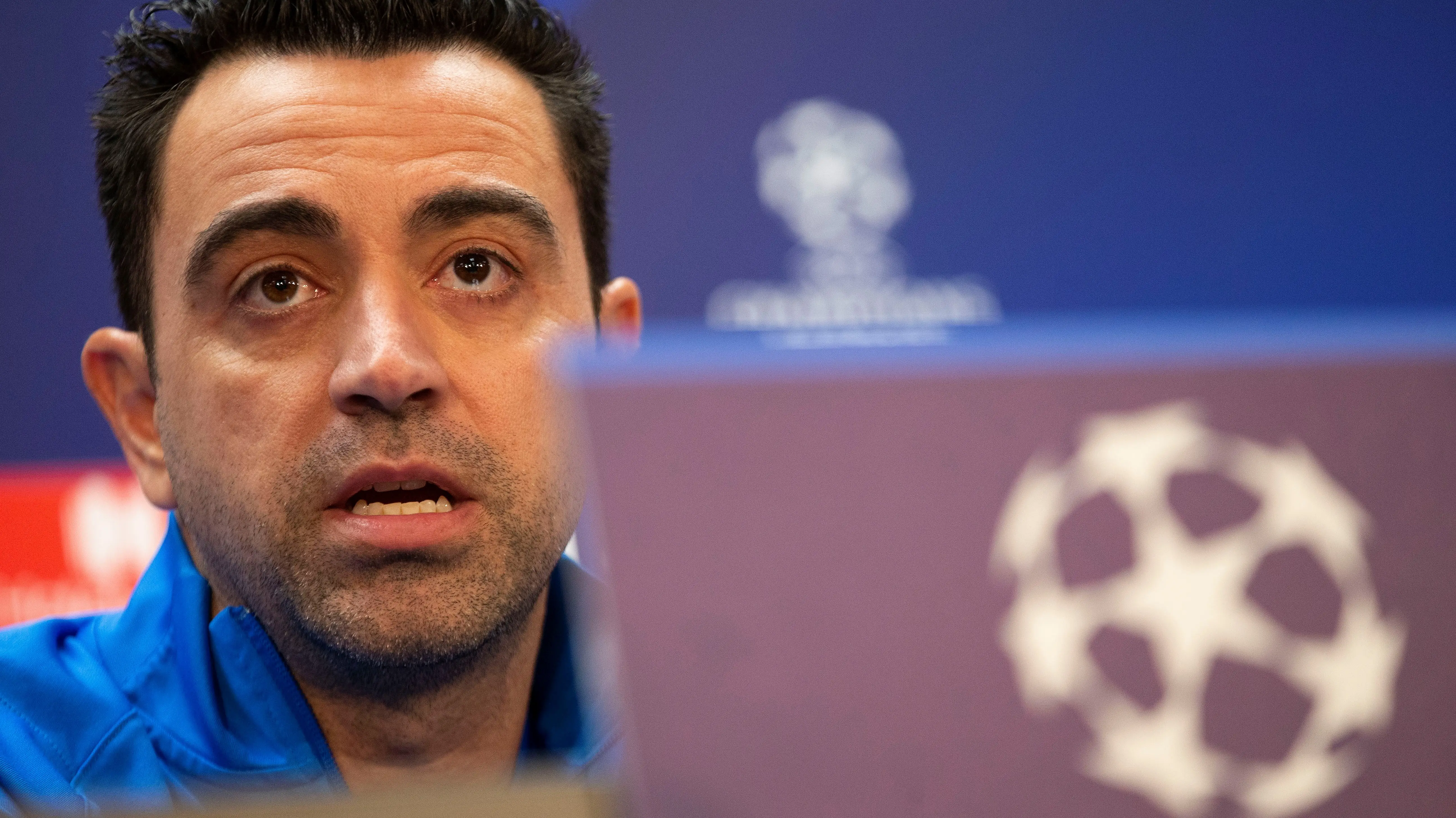 El entrenador del FC Barcelona, Xavi Hernández, durante la rueda de prensa El entrenador del FC Barcelona, Xavi Hernández, durante la rueda de prensa