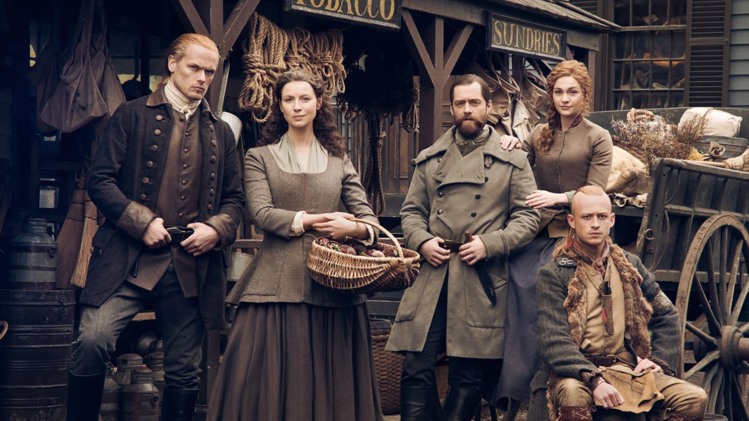 Sam Heughan, Caitriona Balfe, Richard Rankin, Sophie Skelton y John Bell en la temporada 6 de 'Outlander' Sam Heughan, Caitriona Balfe, Richard Rankin, Sophie Skelton y John Bell en la temporada 6 de 'Outlander'