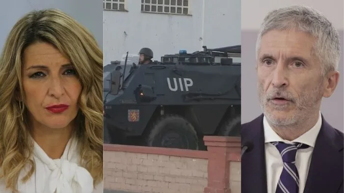 Yolanda D&iacute;az pide a Marlaska que retire la tanqueta de las protestas de C&aacute;diz