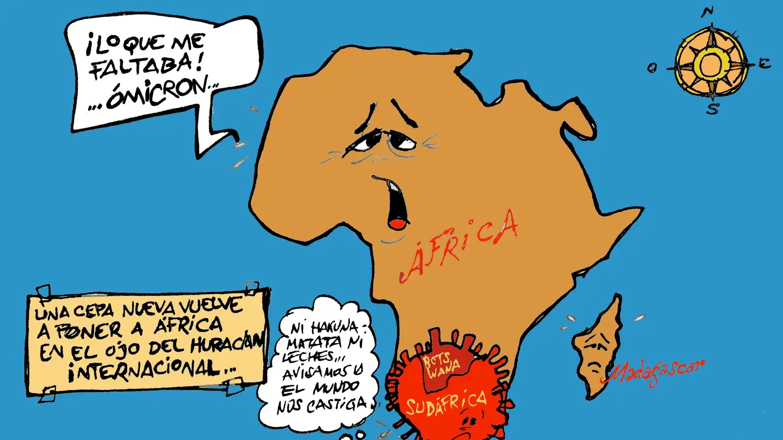 La nueva variante Ómicron del coronavirus, en la viñeta gráfica de Alfredo Boto-Hervás La nueva variante Ómicron del coronavirus, en la viñeta gráfica de Alfredo Boto-Hervás