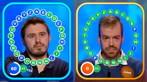 La determinación de Jaime deja a Orestes jugando solo en ‘El Rosco’: ¿conseguirá igualar los 22 aciertos de su rival? La determinación de Jaime deja a Orestes jugando solo en ‘El Rosco’: ¿conseguirá igualar los 22 aciertos de su rival?