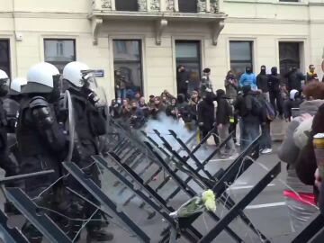 Disturbios en Bruselas durante una manifestación contra las restricciones del coronavirus