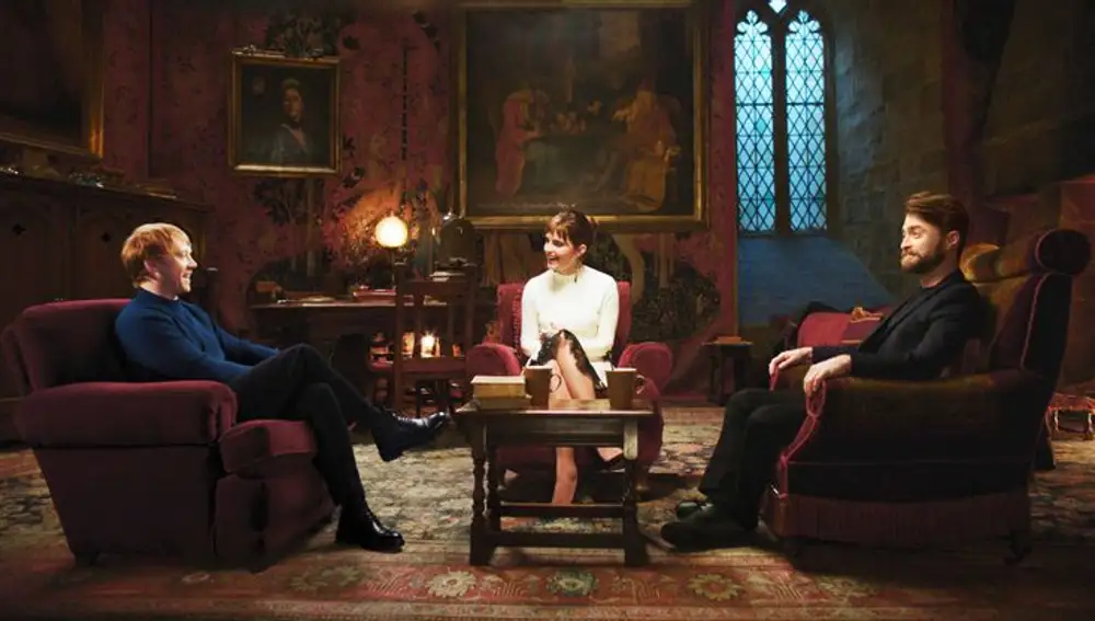 Rupert Grint, Emma Watson y Daniel Radcliffe en la reunión de 'Harry Potter'