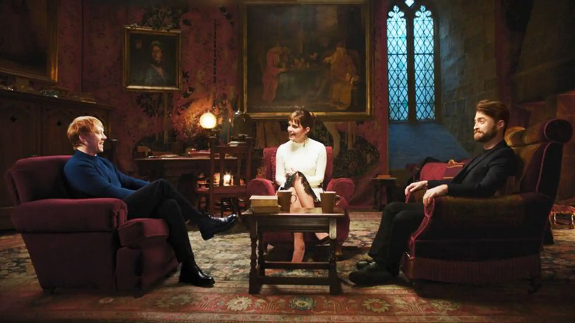 Rupert Grint, Emma Watson y Daniel Radcliffe en la reunión de 'Harry Potter'