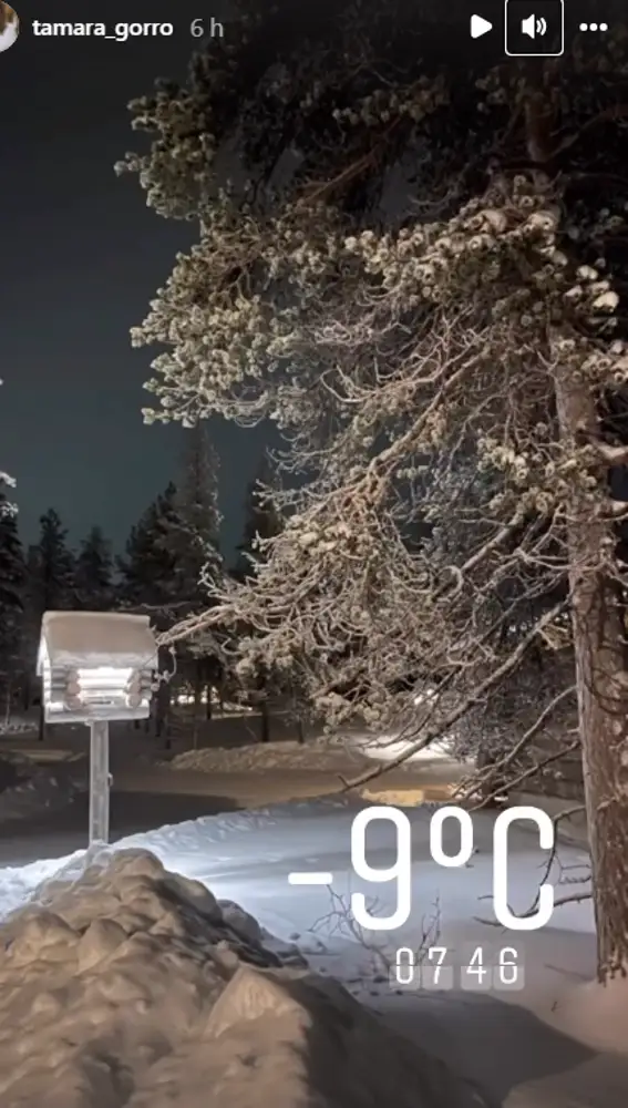 Historia de Instagram de Tamara Gorro en Laponia