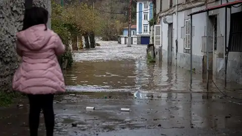 El desbordamiento del río Deva en Mendaro El desbordamiento del río Deva en Mendaro