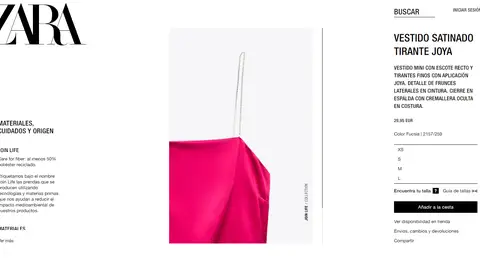 Página web de Zara. Página web de Zara.