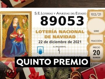 89.053, sexto quinto premio de la Lotería de Navidad 2021 89.053, sexto quinto premio de la Lotería de Navidad 2021