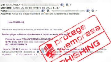Correo electrónico fraudulento de 'Iberdrola' 