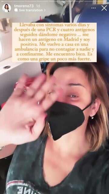 Toñi Moreno anuncia su positivo en coronavirus desde la ambulancia
