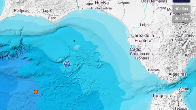 Registrado un terremoto de 4,4 grados en el Golfo de Cádiz y sentido en varios puntos de la costa de Huelva Registrado un terremoto de 4,4 grados en el Golfo de Cádiz y sentido en varios puntos de la costa de Huelva