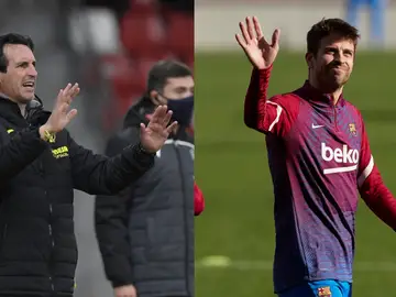 Unai Emery y Gerard Piqué Unai Emery y Gerard Piqué
