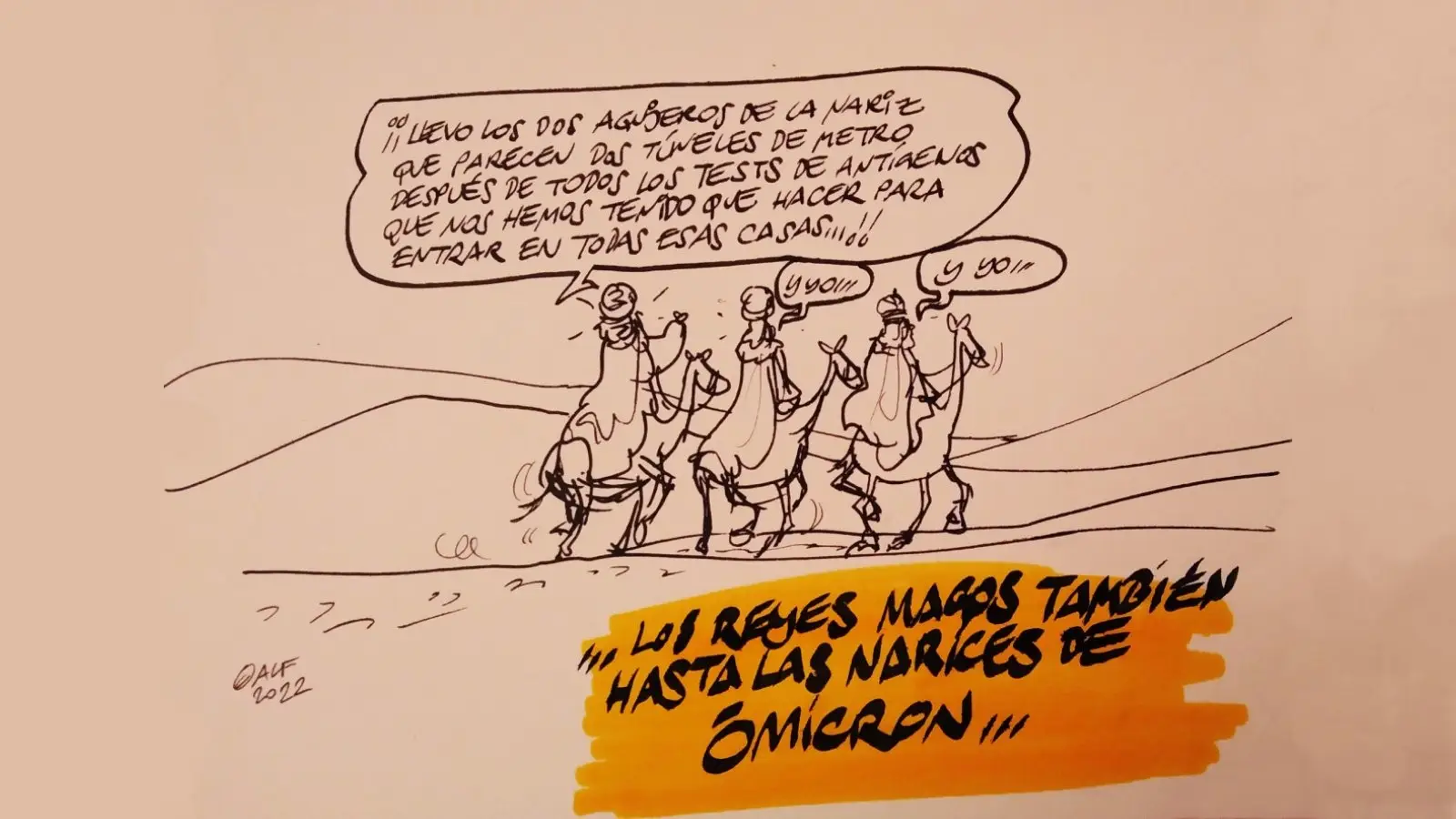 Los Reyes Magos y los test de antígenos, en la viñeta gráfica de Alfredo Boto-Hervás Los Reyes Magos y los test de antígenos, en la viñeta gráfica de Alfredo Boto-Hervás