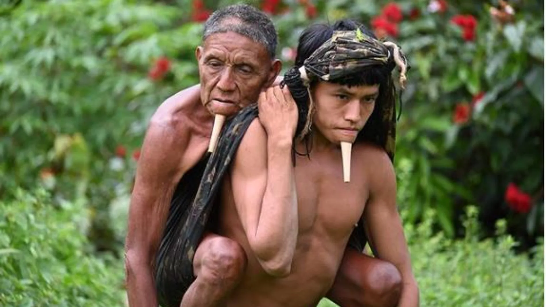 El joven indígena caminó durante seis horas para llevar a su padre hasta el punto de vacunación. 