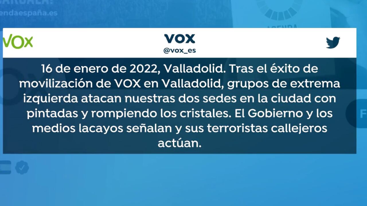 Vox denuncia un ataque a su sede de Valladolid y culpa a "grupos de ...