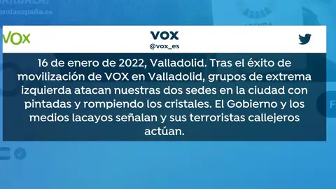 Atacan la sede de Vox en Valladolid Atacan la sede de Vox en Valladolid