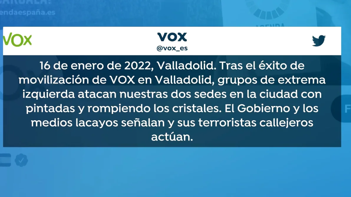 Atacan la sede de Vox en Valladolid