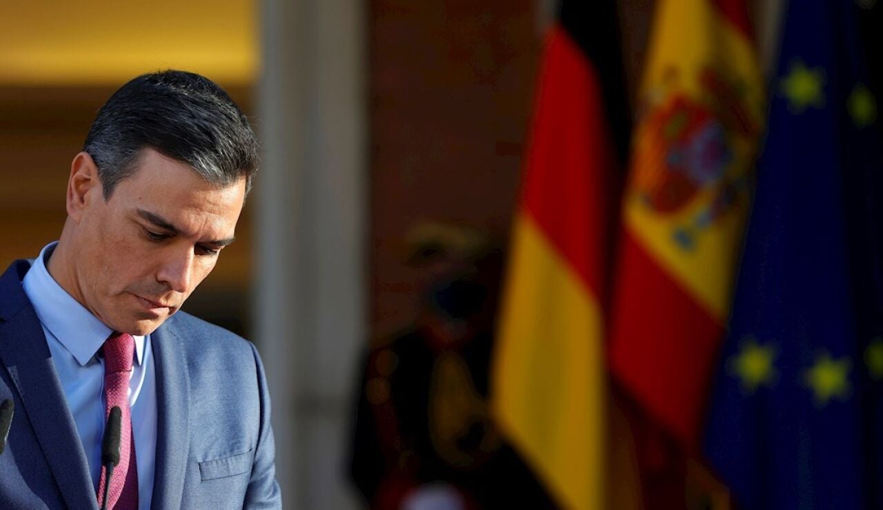 El presidente del Gobierno, Pedro Sánchez, este martes en el Palacio de la Moncloa. 