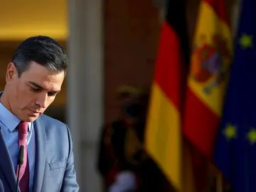 El presidente del Gobierno, Pedro Sánchez, este martes en el Palacio de la Moncloa. 