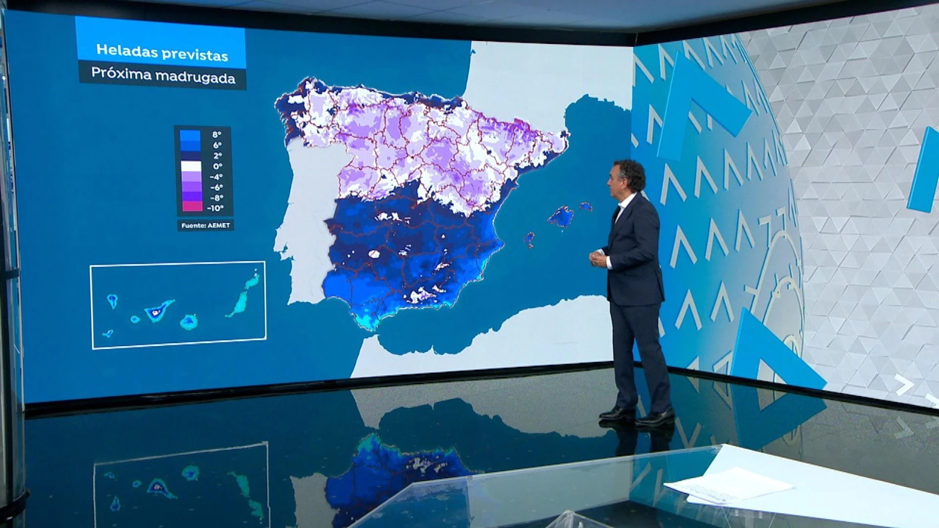 El anticiclón mantiene las temperaturas gélidas y ausencia de lluvias excepto en Canarias donde una borrasca dejará precipitaciones
