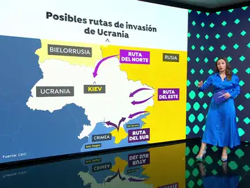 Las posibles rutas por las que Rusia podría entrar en Ucrania