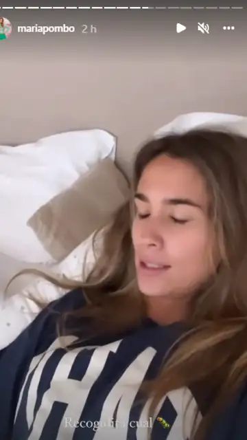 María Pombo en la cama tras su operación María Pombo en la cama tras su operación
