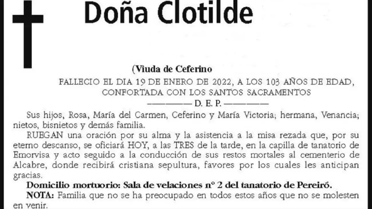 La esquela que aparece en el diario Faro de Vigo.