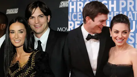 Demi Moore y Mila Kunis con Ashton Kutcher Demi Moore y Mila Kunis con Ashton Kutcher