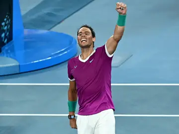 Rafa Nadal celebra su victoria ante Matteo Berrettini