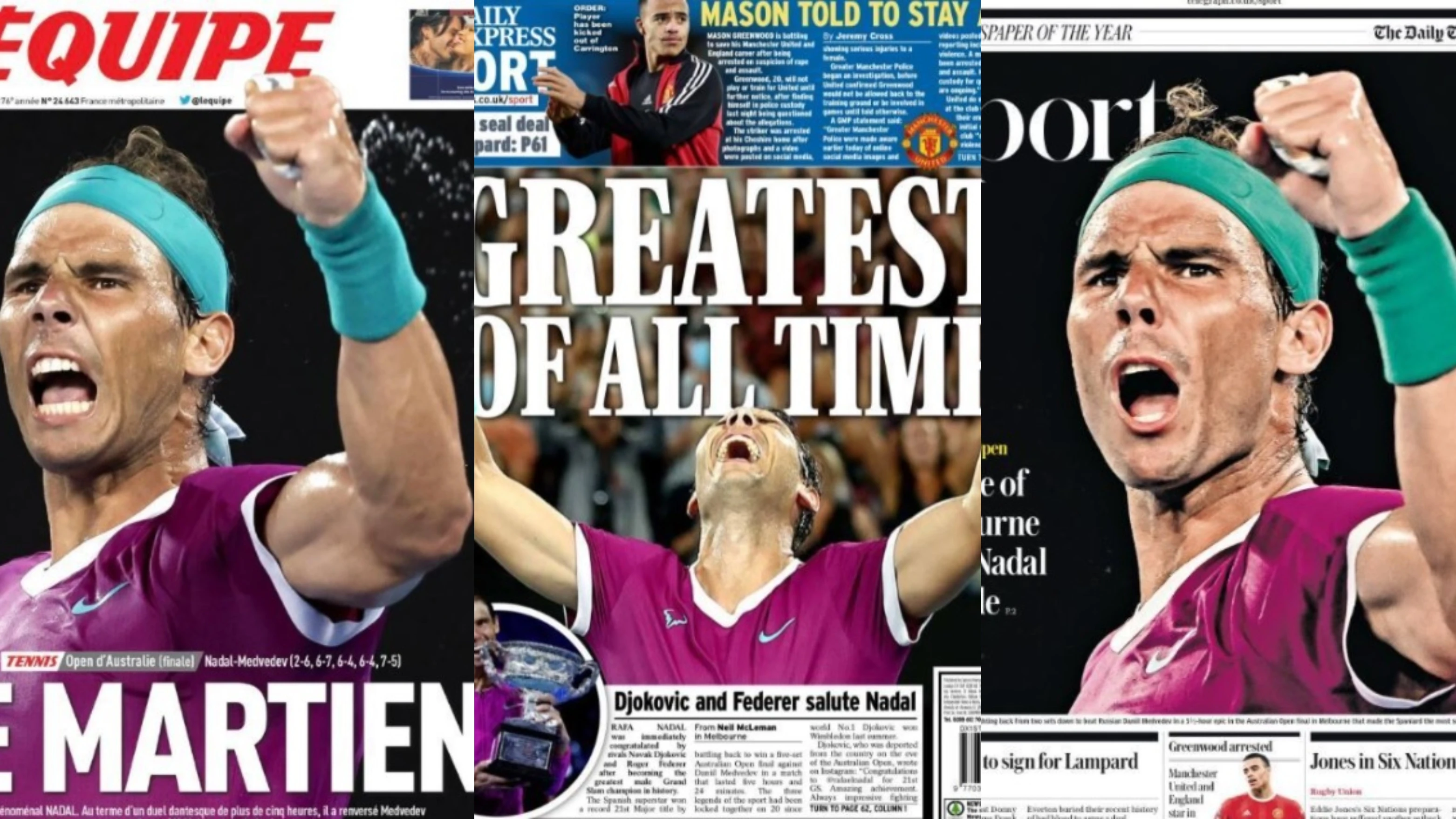 Nadal, portada en medio mundo tras su victoria en el Open de Australia Nadal, portada en medio mundo tras su victoria en el Open de Australia