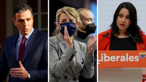Pedro Sánchez, Yolanda Díaz e Inés Arrimadas Pedro Sánchez, Yolanda Díaz e Inés Arrimadas