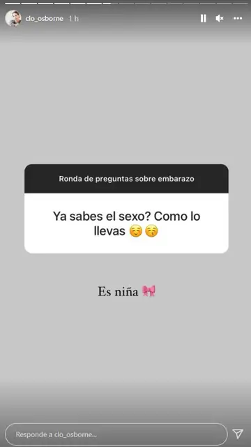 Claudia Osborne desvela el sexo del bebé que espera Claudia Osborne desvela el sexo del bebé que espera
