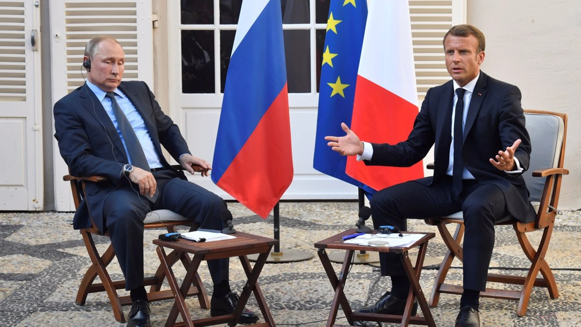 Vladimir Putin y Emmanuel Macron en una foto de archivo
