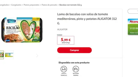 Bacalao con salsa de tomate mediterránea, pista y patatas Bacalao con salsa de tomate mediterránea, pista y patatas